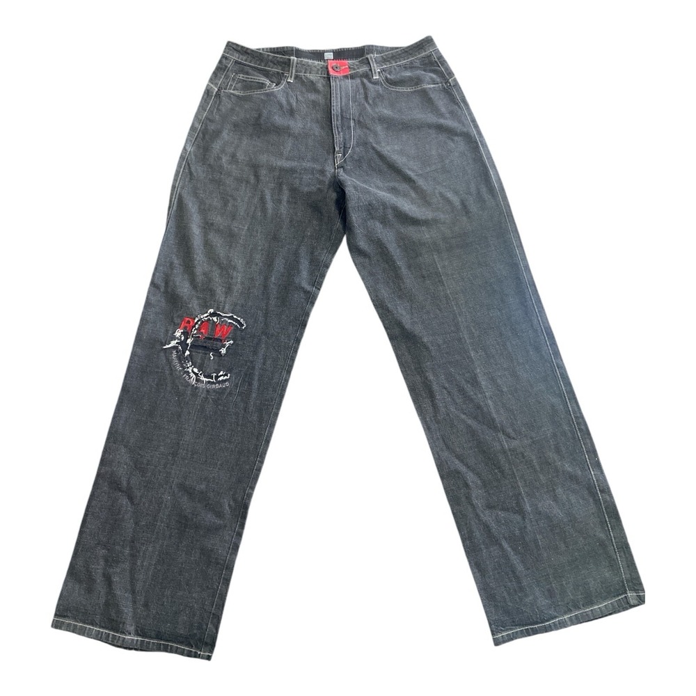 Vintage Girbaud‎ Men's Marithe Francois Raw Denim Black Size 36X32 Jeans Faded